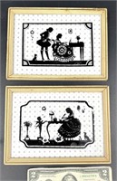 Pair of Vintage Framed Silhouette Art Prints