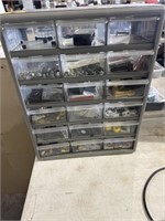 PARTS BIN WITH ASSORTED NUTS AND BOLTS