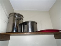 Pots and Pans in Pantry (Top Shelf)
