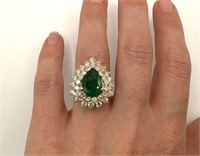 Classic 14K Yellow Gold Emerald & Diamond Ring