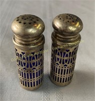 Pair of silver plated salt & pepper shakers with