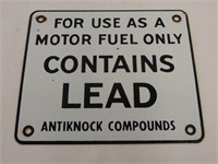 CONTAINS LEAD ANTIKNOCK COMPOUNDS PORC. PUMP PLATE