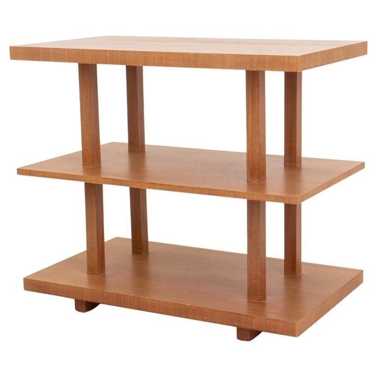 Contemporary Planar Three-Tiered Wood Side Table