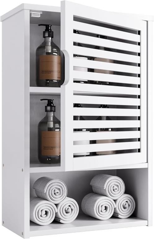 HITNET Bathroom Wall Cabinet with Door, Bamboo Spa