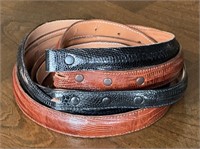 Three James Reid Exotic Leather Ladies Belts