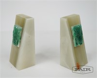 Marble Myan or Aztec Designed Bookends