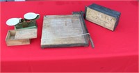 Paper Cutter, Scale & Wooden Box