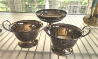 3 PC STERLING SUGAR CREAMER AND WEIGHT COMPOTE
