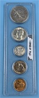 1942 5 Piece coin set, nickel is not silver