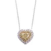 A Lady's Yellow Diamond Heart Shaped Pendant
