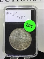 Silver Morgan Dollar cased 1881-o