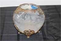 ETCHED AND ENCASED GLASS FOOTED VASE