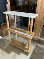 Wood shelf with marble top