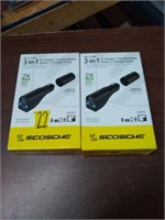 (2) 3-in-1 Car Chargers by Scosche