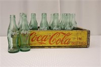 Yellow Wooden Coca-Cola Case - 21 Bottles