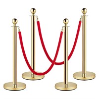 Gold Stanchions & Velvet Ropes  5 ft  4PCS