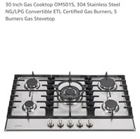 NEW 5 Burner 30" Gas Cooktop, Stainless