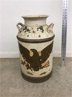 Early Metal Milk Can Jug with Federal Eagle