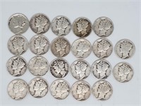 22 Silver Mercury Dimes