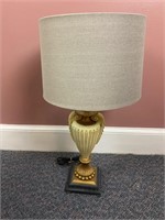 Urn style table lamp with shade, 27”, works