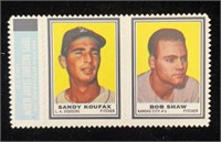 1962T Sandy Koufax/Bob Shaw Stamp Album Stamps