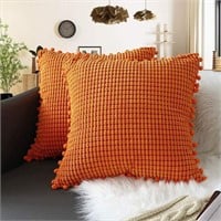 Pack of 2 Corduroy Fall Decorative Throw Covers