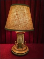Nautical Theme Rope & Wood Lamp - 12"dia x 20"