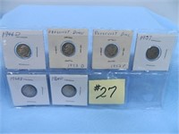 (6) All Silver Rosy Dimes, 1946D, 52D, 52, 57,