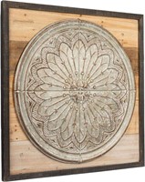 Creative Square Wood & Embossed Tin Wall Décor