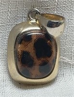 Silver Tone Animal Print Stone Pendant