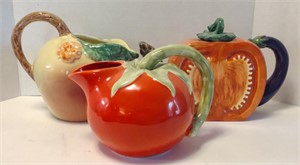 Tomato & Peach Pitchers w/ Tomato Teapot 6"