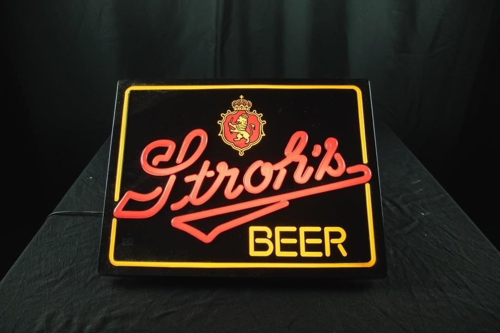 Stroh's Beer Lit Sign