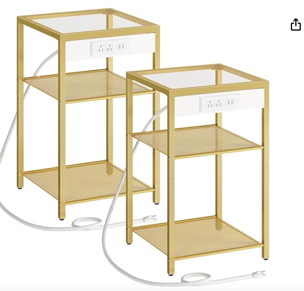 HOOBRO End Tables Set of 2 with Charging Station