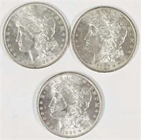 Three Nice 1886-P U.S. Morgan Silver Dollars XF/AU