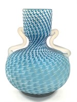 Very Rare Webb Nailsea Cased Art Glass Blue Vase 9