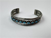 Nickelsilver Bell Turquoise Cuff Bracelet