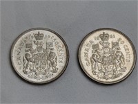 1966/61 CAD HALF DOLLARS