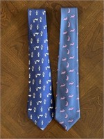 Two Hermes Rabbit Motif Neckties