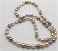 Pearl Beaded Necklace W Sterling Clasp