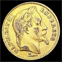 1868 France .1867oz Gold 20 Francs NEARLY