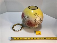 Vtg Floral Hurricane Lamp Globe