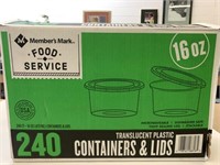 240 Translucent Plastic Containers & Lids 16oz