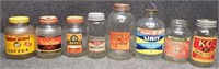 (8) Vintage Glass Jars with Paper Labels