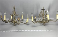 2 vintage brass candelabra chandeliers