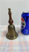 Wooden Handle Brass Bell, 5" Hand Held Made in