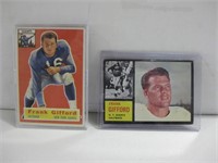 Two NFL NY Giants Frank Gifford Football Cards