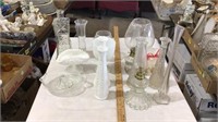 Glass vases, oil lamps, glass juicer