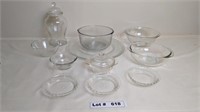 PYREX MIXING BOWLS, MINI PIE PLATES, AND LARGE GLA