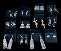 Navajo Sterling SIlver Earring Lot Lizards Etc.