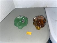 2 Fenton/Lenox glass frogs